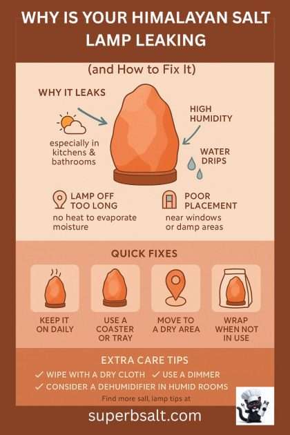 Infographic for Why is your Himlayan Salt Lamp leaking.