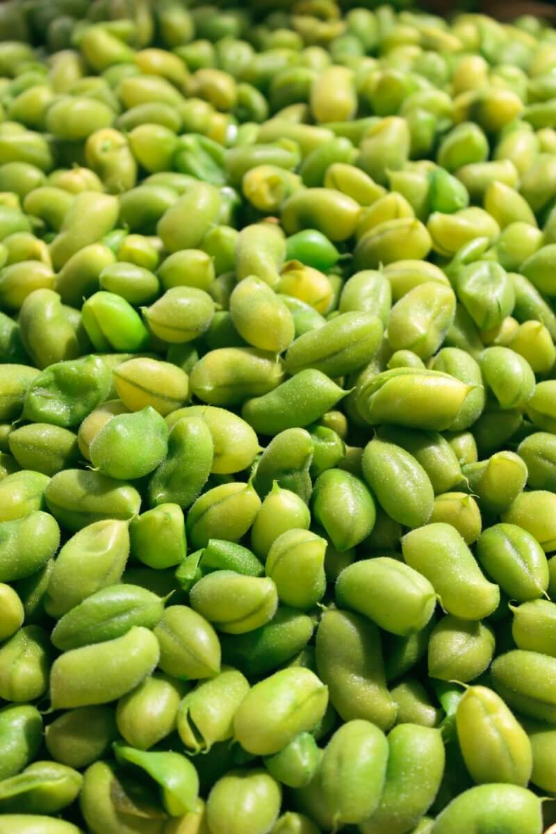 Broad beans as a substitute for green beans.