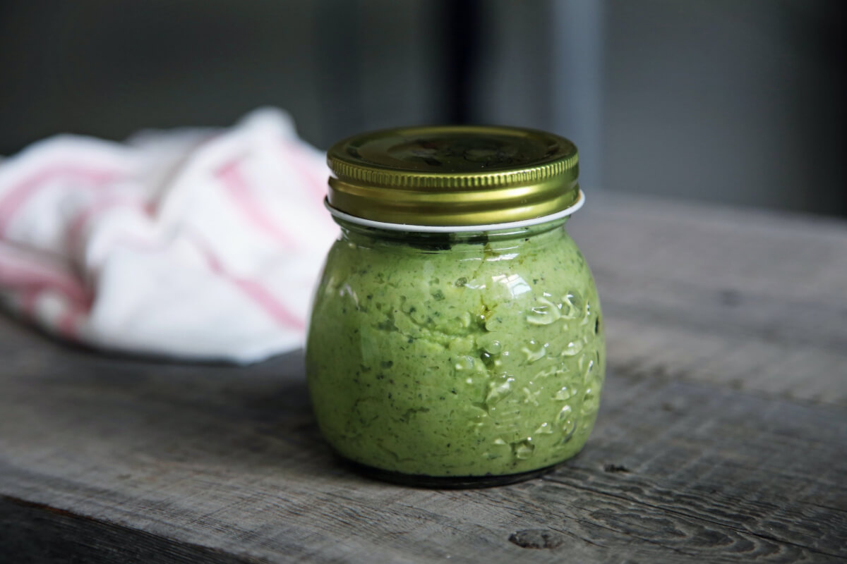 Green paste in jar