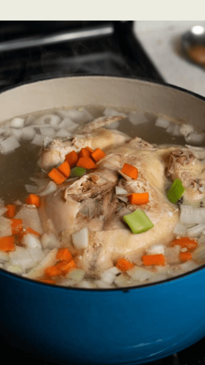 Chicken broth as a substitute for chicken stock concentrate.