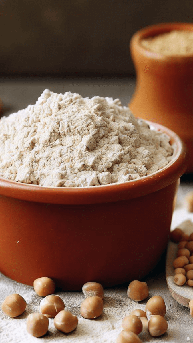 Chickpea flour as a substitute for vital wheat gluten.