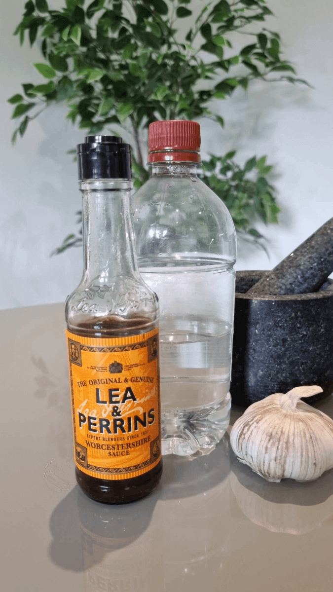 Worcestershire sauce and vinegar as a substitute for adobo sauce.