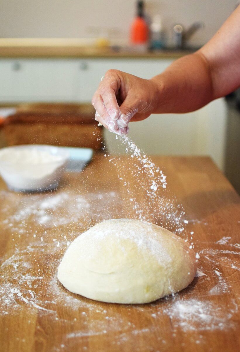 Bread flour as a substitute for vital wheat gluten.