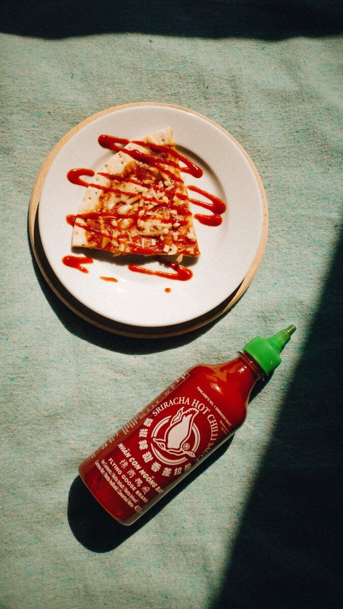 Hot sauce Sriracha as a salsa substitute.