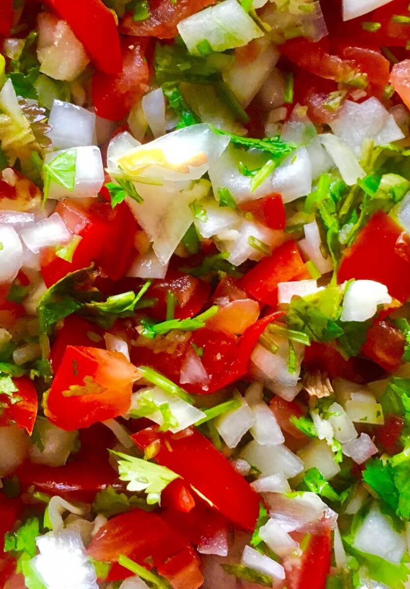 Chopped tomatoes as a substitute for salsa.