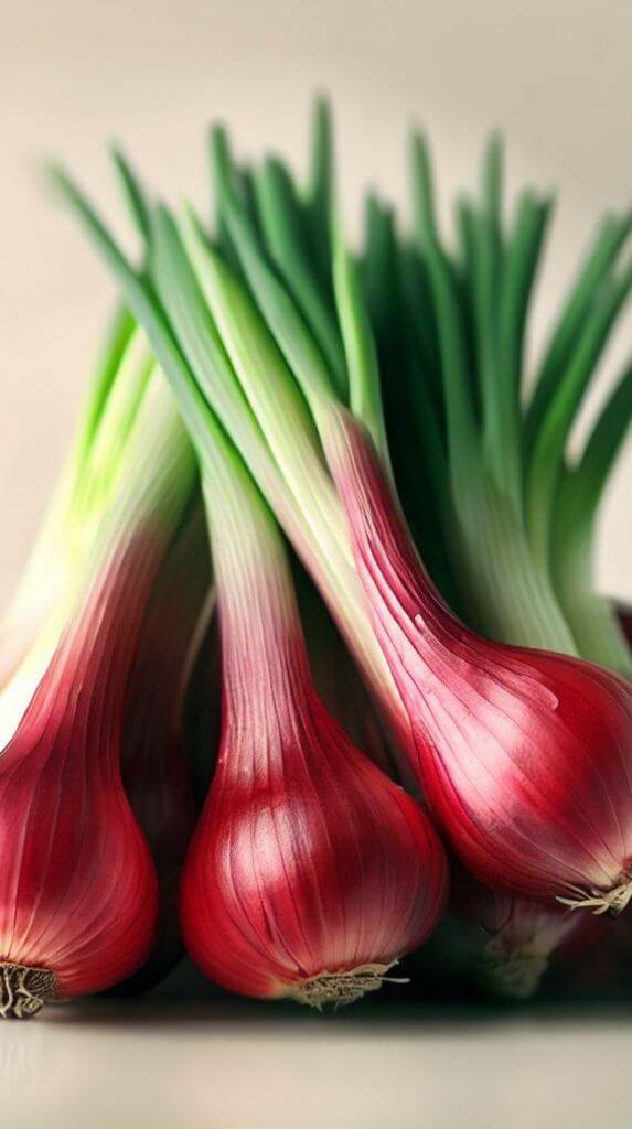 Red scallions spring onions