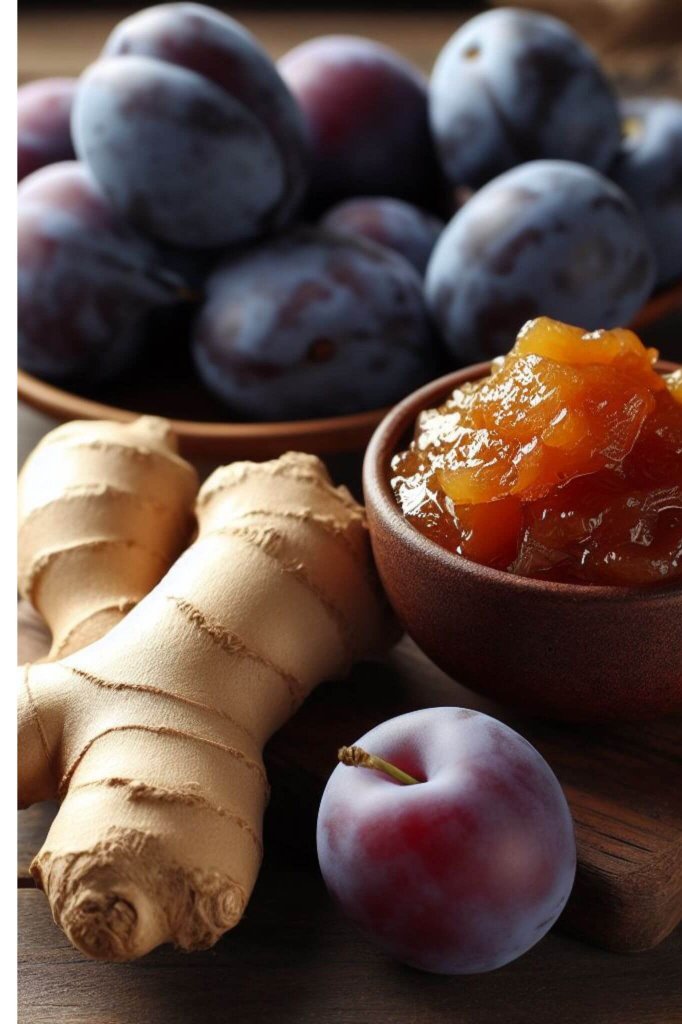 Ginger and plum jam as a plum sauce substitute.