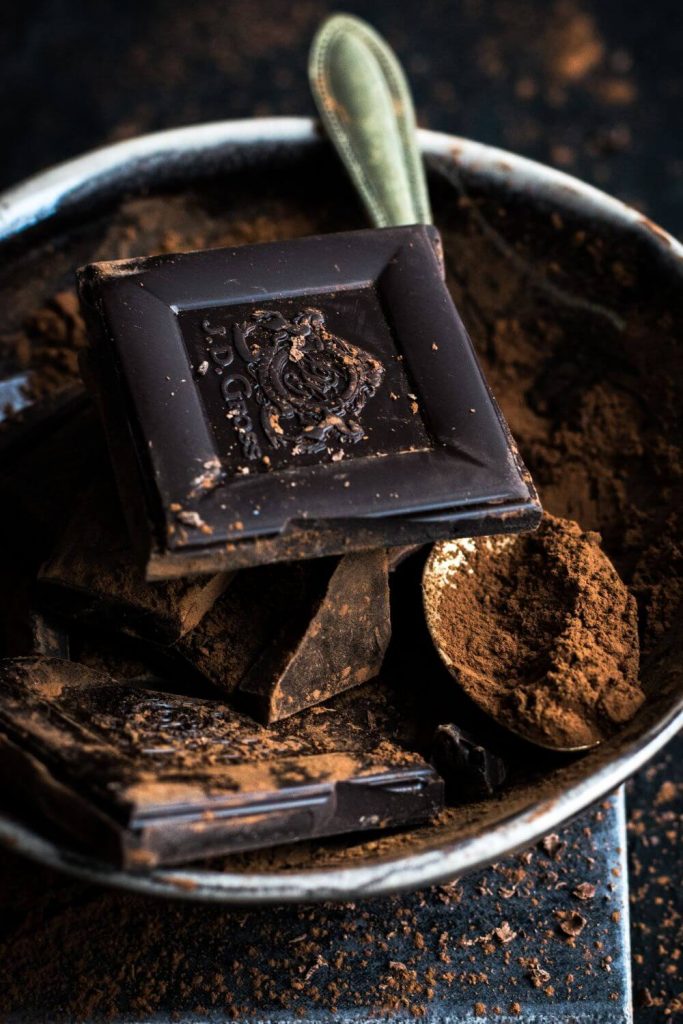 Dark chocolate as a substitute for cocoa powder.