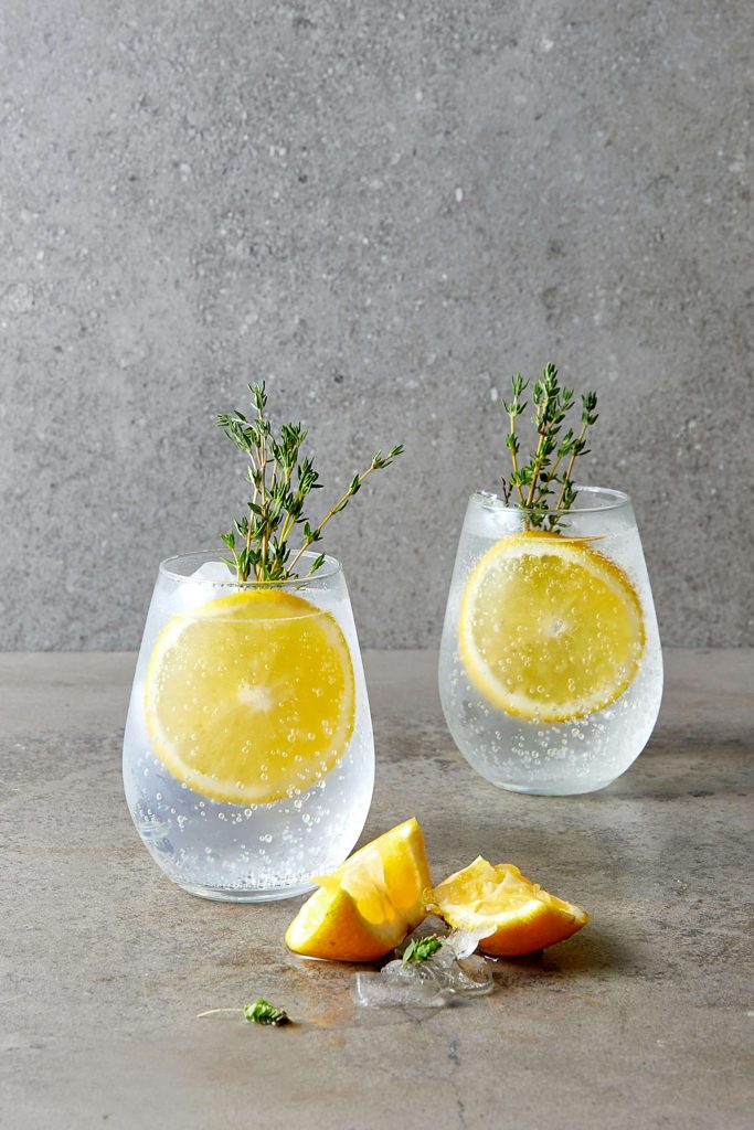 Herb infused water as a substitute for low carb orange juice.