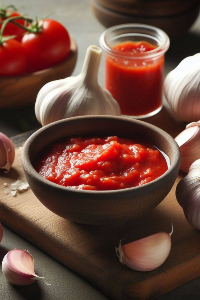 Garlic and tomato paste as a substitute for red curry paste.