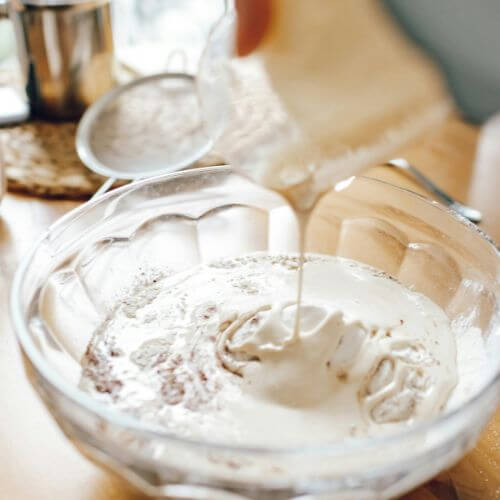 Heavy cream in bowl