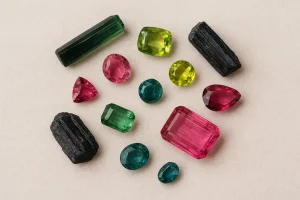 Tourmaline coloured crystals